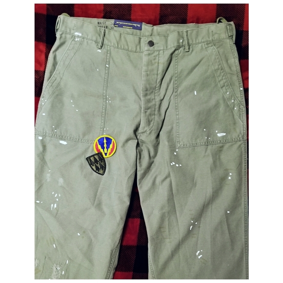 CUSTOMIZED POLO RALPH LAUREN DISTRESSED/REPAIRED MILITARY PANTS- 36"x30" - Picture 4 of 13